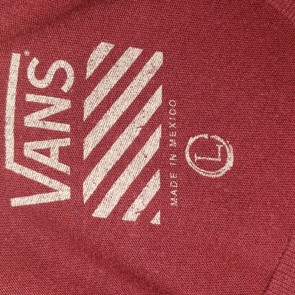 Vans Maroon Fitted Tee with Tan Logo Writing. - Picture 4 of 5